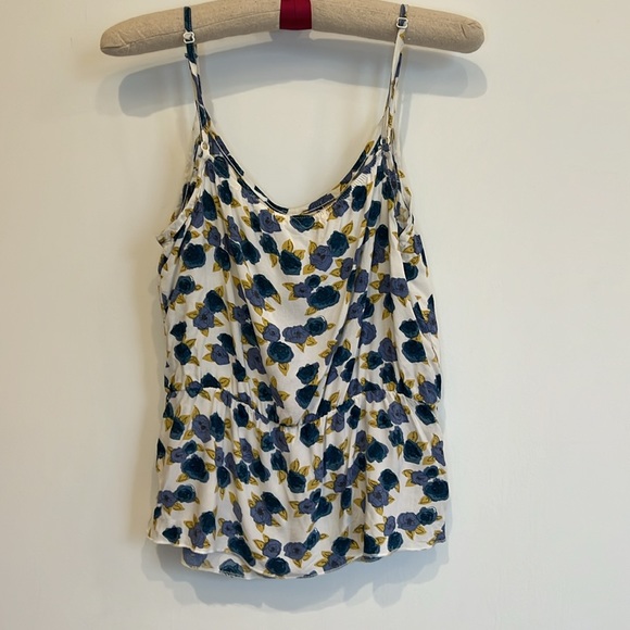 Blue flower print spaghetti strap button down top - Picture 5 of 5